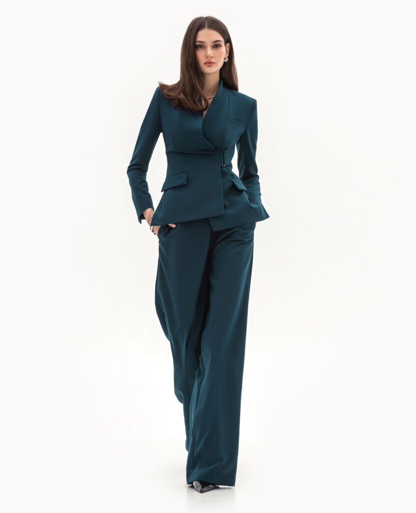 Комплект: жакет и брюки (изумрудный)